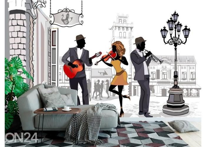 Fleece-kuvatapetti Street musicians 368x254 cm kuvasuurennos