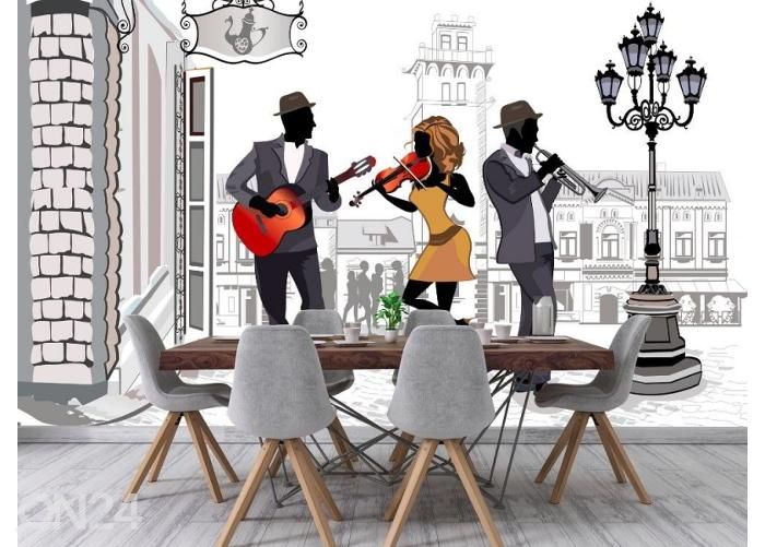 Fleece-kuvatapetti Street musicians 368x254 cm kuvasuurennos