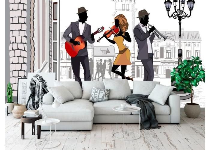 Fleece-kuvatapetti Street musicians 368x254 cm kuvasuurennos