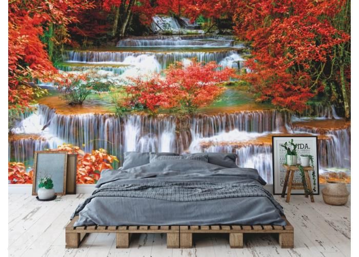 Fleece kuvatapetti Waterfall In Rain Forest 400x260 cm kuvasuurennos