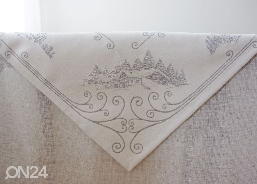 Gobeliinikankainen joululiina Chalet Lurex silver 100x100 cm kuvasuurennos