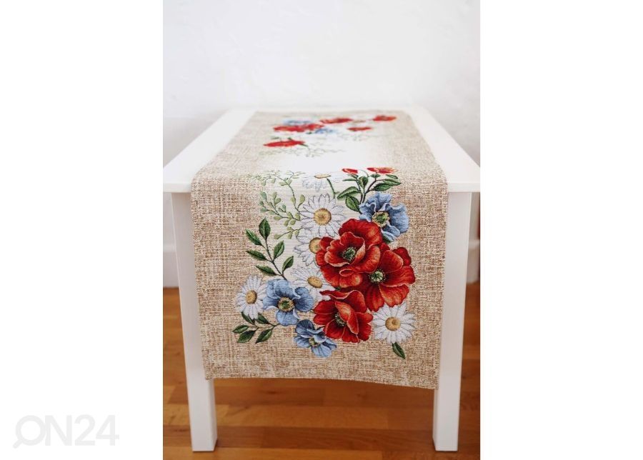 Gobeliinikankainen pöytäliina Fleur 36x100 cm kuvasuurennos
