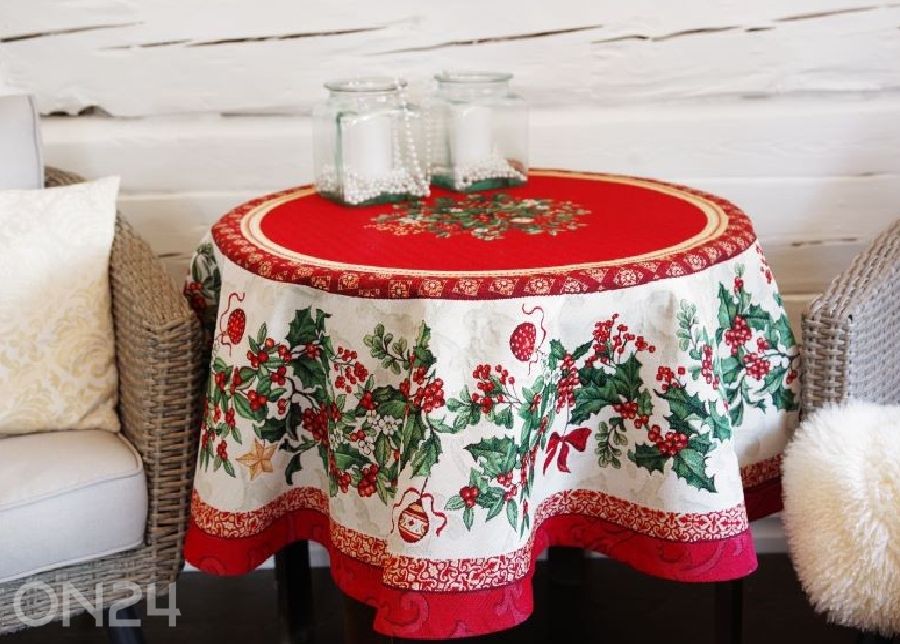 Gobeliinikankainen pyöreä joululiina Gingle Ø137 cm kuvasuurennos