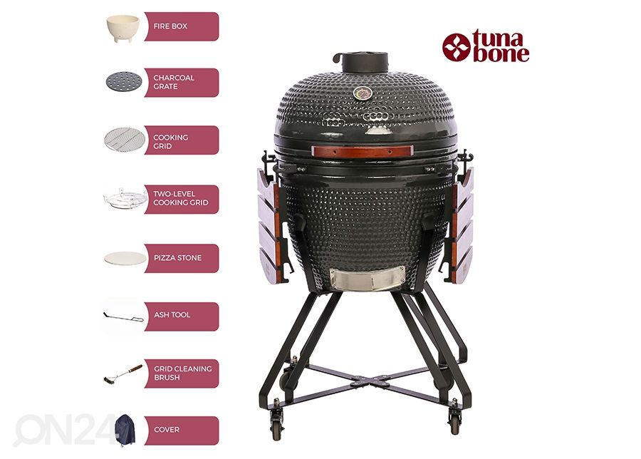 Grilli TunaBone Kamado Classic TBG23GRAY-01, 23", tummanharmaa kuvasuurennos