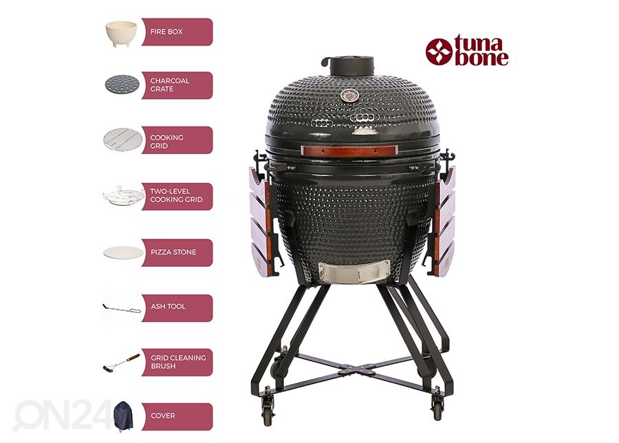 Grilli TunaBone Kamado Classic TBG26GRAY-01, 26", tummanharmaa kuvasuurennos