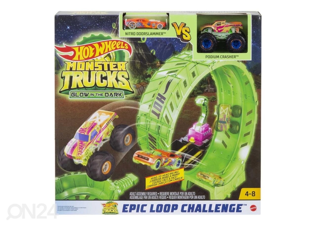 Hot Wheels® Monster Trucks® pimeässä hehkuva kuoleman solmun rata kuvasuurennos