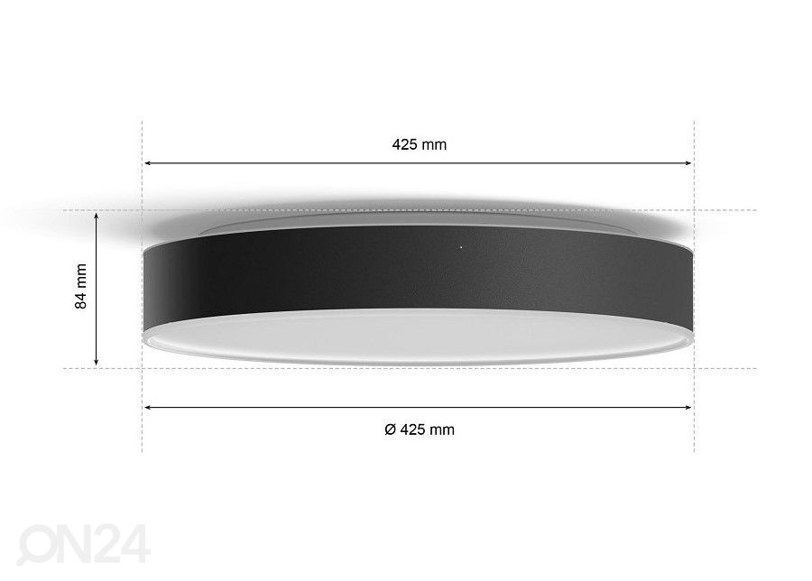 Hue White ambiance Enrave L kattovalaisin 1x33,5 W mustalla kaukosäätimellä Ø 42,5 cm kuvasuurennos