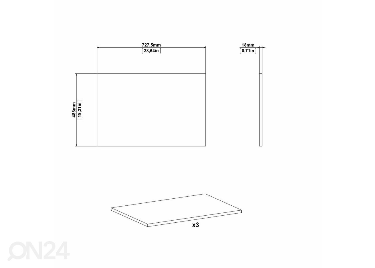 Irtohyllyt vaatekaappiin Firenze 72,7 cm kuvasuurennos