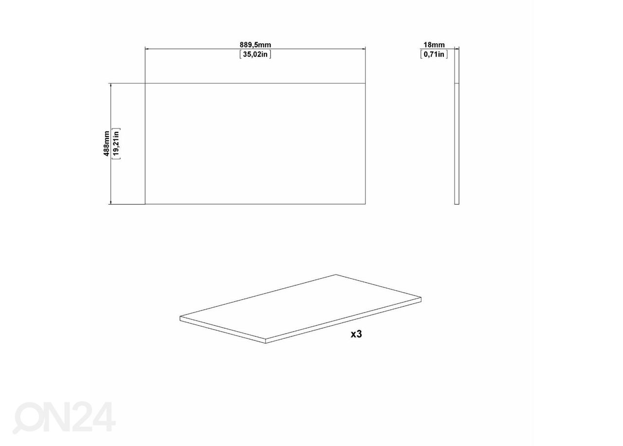 Irtohyllyt vaatekaappiin Firenze 89 cm kuvasuurennos