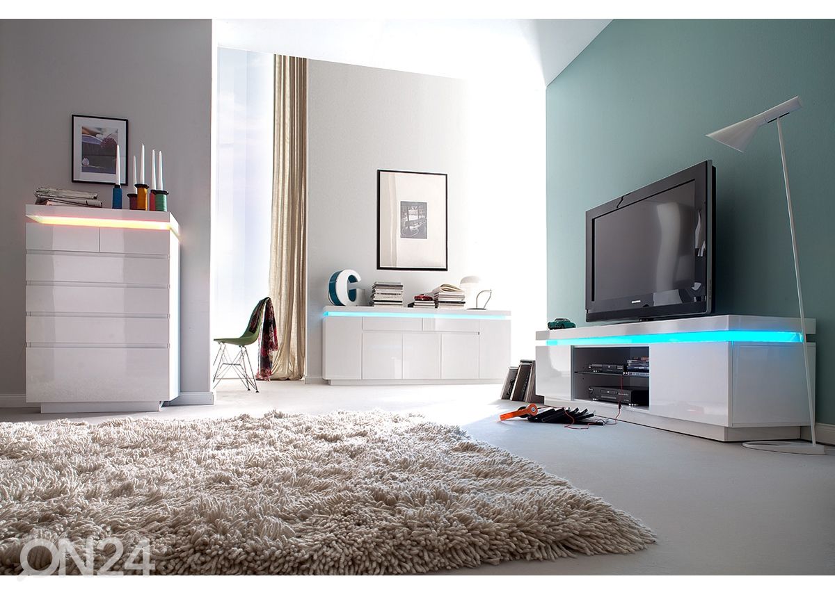 Iso valkoinen lipasto Ocean LED-valaistuksella kuvasuurennos