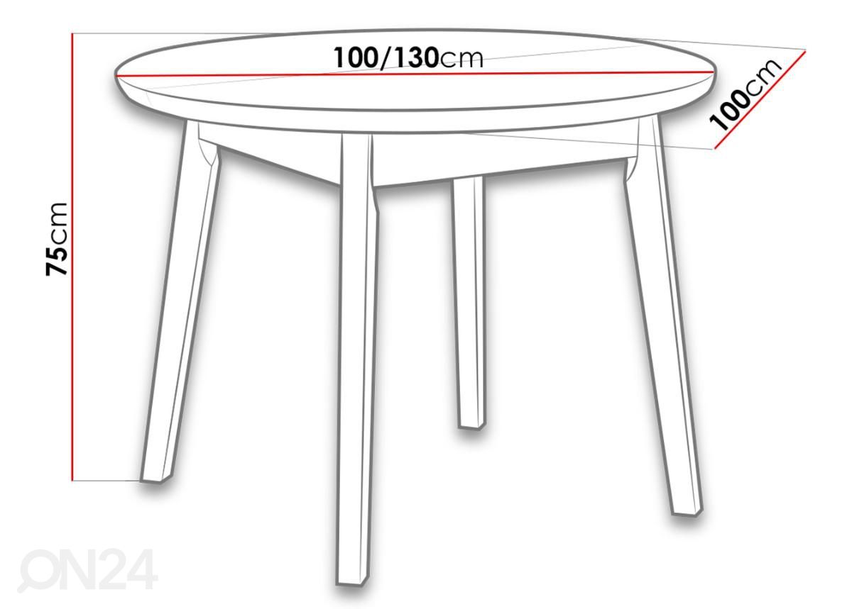 Jatkettava ruokapöytä 100-130x100 cm + 4 tuolia kuvasuurennos