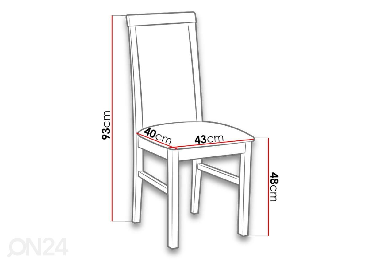 Jatkettava ruokapöytä 80x120-150 cm + 6 tuolia kuvasuurennos