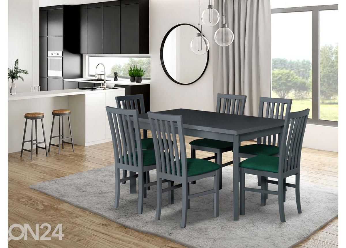 Jatkettava ruokapöytä 80x140-180 cm + 6 tuolia kuvasuurennos