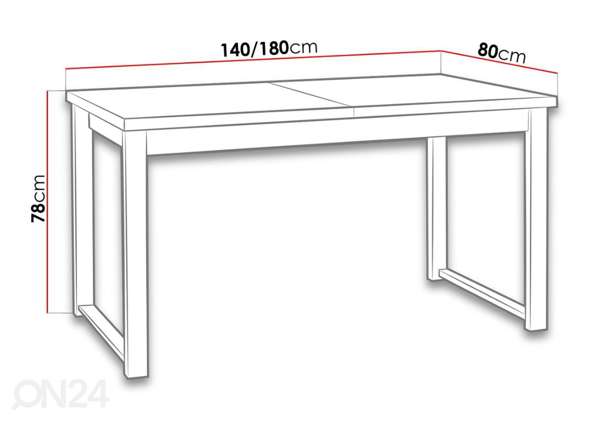 Jatkettava ruokapöytä 80x140-180 cm + 6 tuolia kuvasuurennos