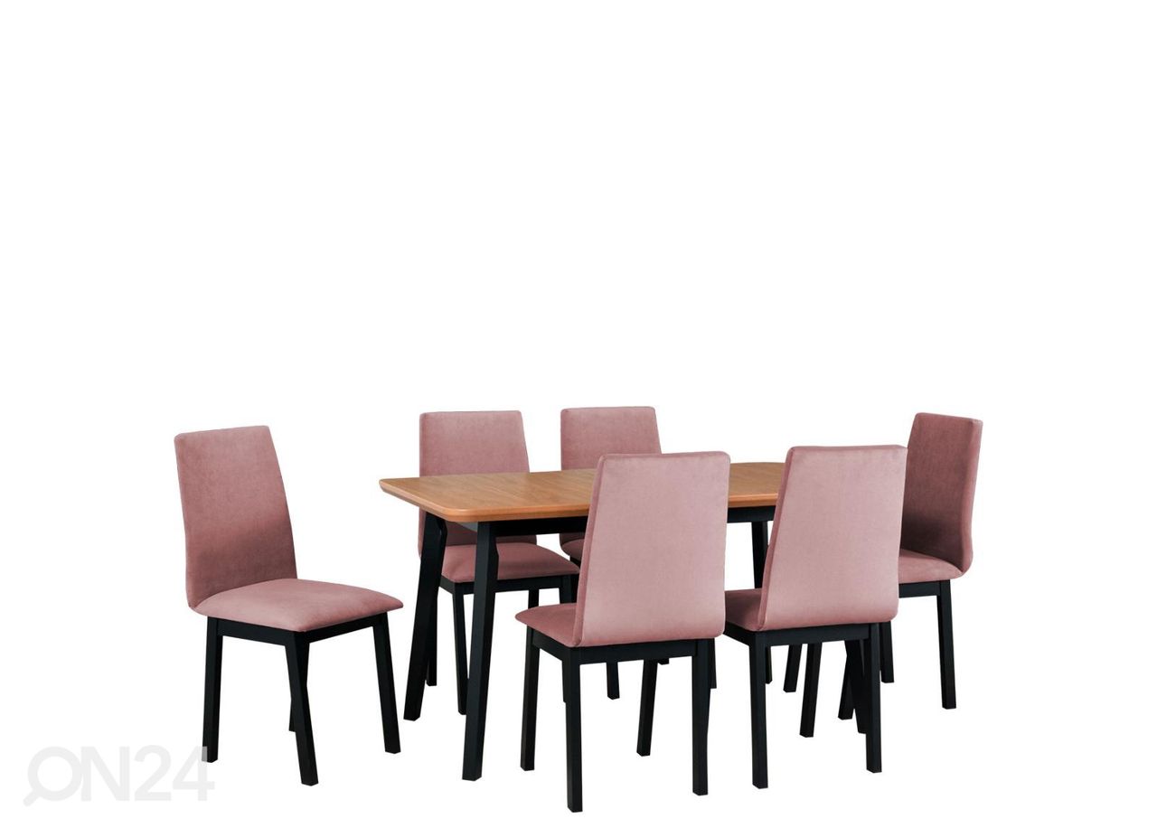 Jatkettava ruokapöytä 80x140-180 cm + 6 tuolia kuvasuurennos