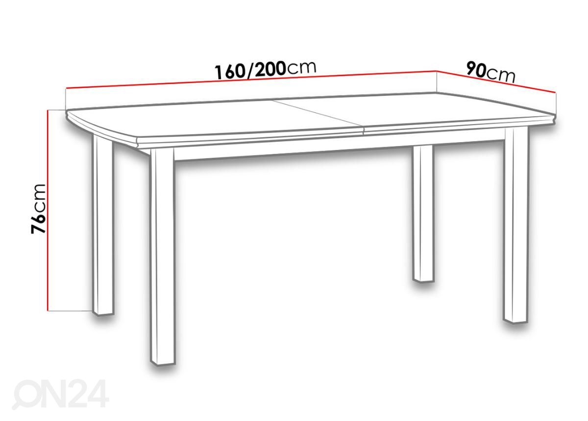 Jatkettava ruokapöytä 90x160-200 cm + 6 tuolia kuvasuurennos