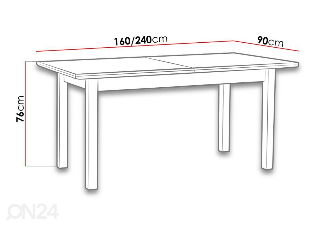 Jatkettava ruokapöytä 90x160-240 cm + 6 tuolia kuvasuurennos