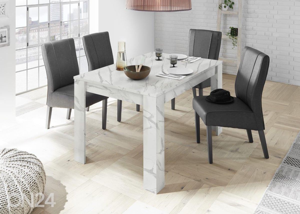 Jatkettava ruokapöytä Carrara 137-185x90 cm kuvasuurennos