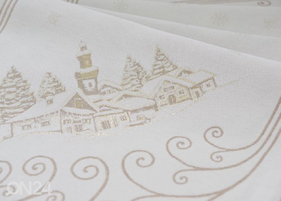 Jouluaiheinen pöytäliina gobeliinikankaasta Chalet Lurex gold 45x198 cm kuvasuurennos