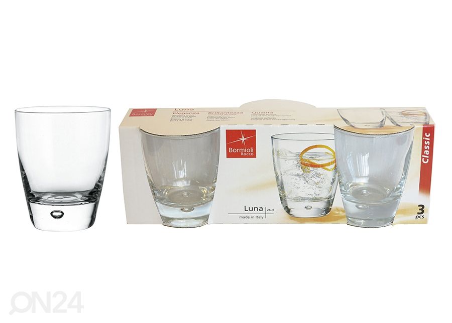 Juomalasi Bormioli Rocco Luna 26 cl, 3 kpl kuvasuurennos