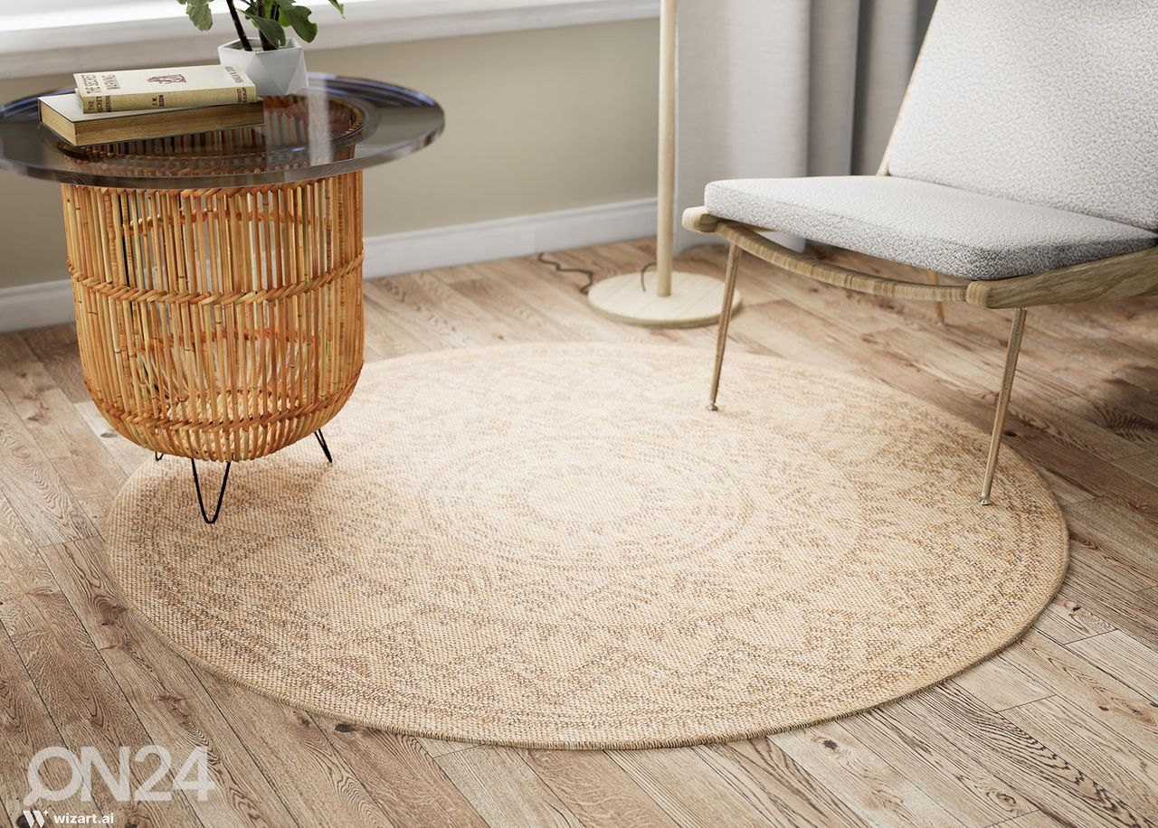Juuttimatto sisä-ja ulkokäyttöön Ø 120 cm, luonnollinen kuvasuurennos