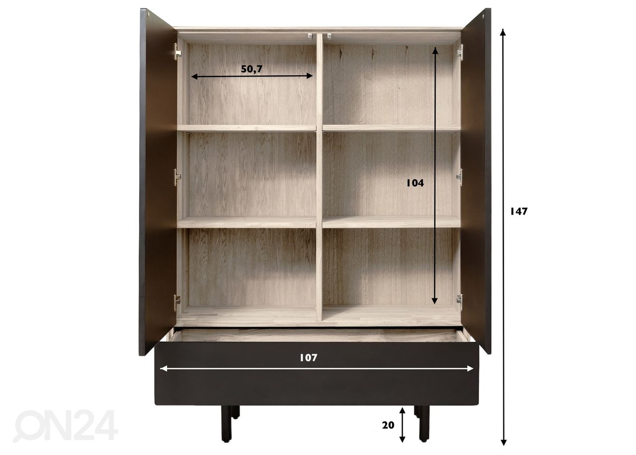 Kaappi Tokyo 107 cm, valkoinen öljy kuvasuurennos