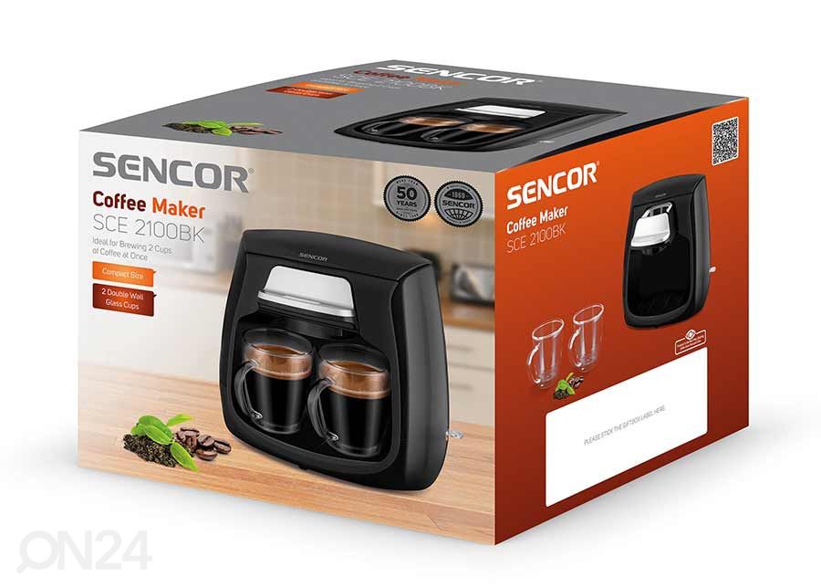 Kahvinkeitin Sencor kahdelle kupille SCE2100BK kuvasuurennos