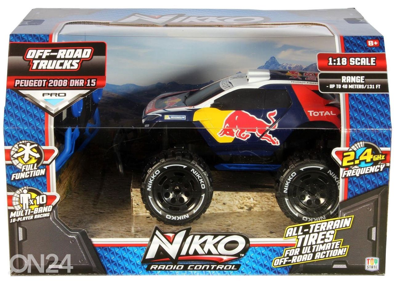 Kauko-ohjattava NIKKO Off-Road Peugeot 2008 Red Bull 1:18 kuvasuurennos