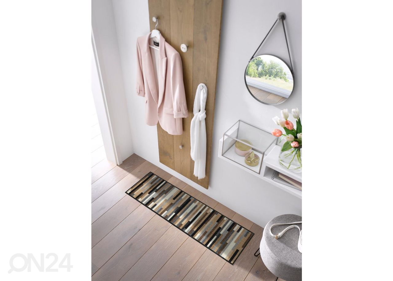 Käytävämatto Mikado Stripes nature 35x120 cm kuvasuurennos