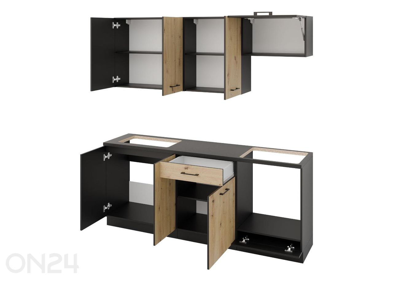 Keittiökalusteet Annika 200 cm + LED kuvasuurennos