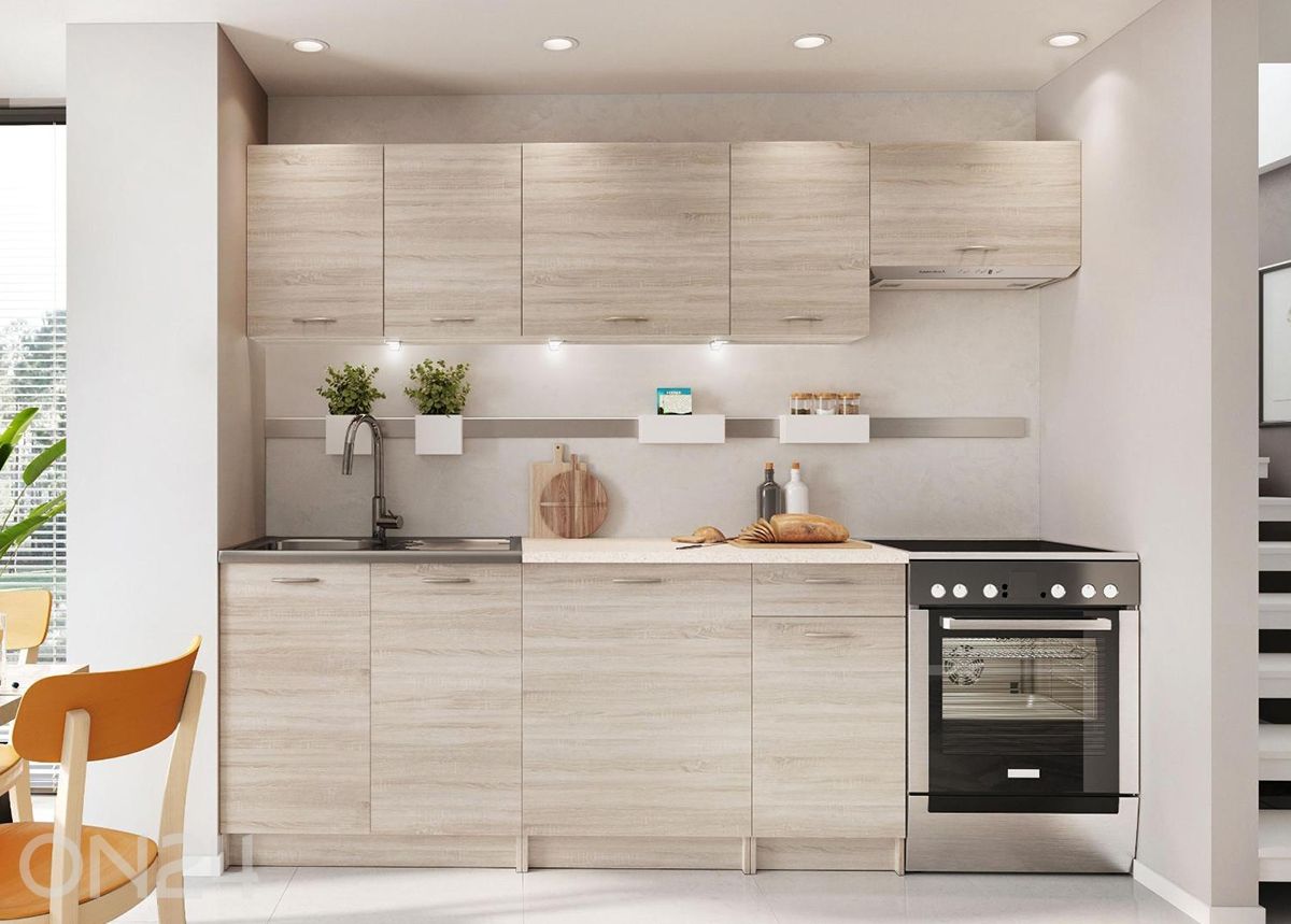 Keittiökalusteet Melani 240 cm + LED kuvasuurennos