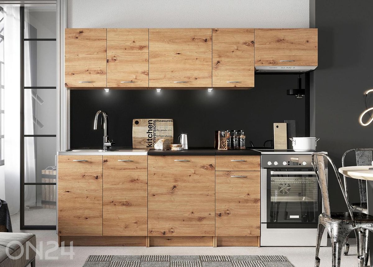 Keittiökalusteet Melani 240 cm + LED kuvasuurennos