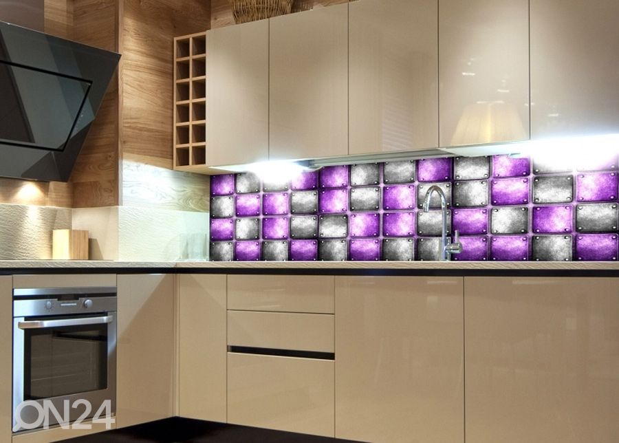 Keittiön välitila Metal tiles 180x60 cm kuvasuurennos