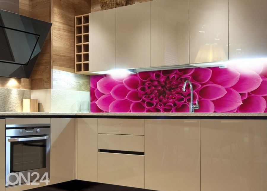 Keittiön välitila Pink dahlia 180x60 cm kuvasuurennos
