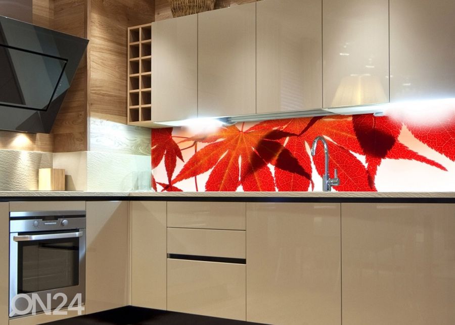 Keittiön välitila Red leaves 180x60 cm kuvasuurennos