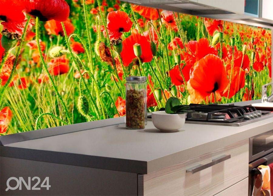 Keittiön välitila Red poppies 180x60 cm kuvasuurennos