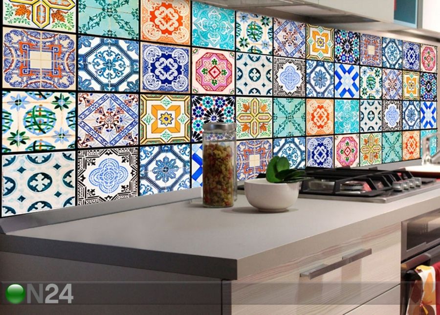 Keittiön välitila Vintage tiles 350x60 cm kuvasuurennos