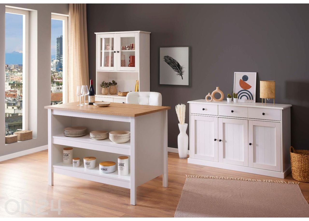 Keittiösaareke Julina, valkoinen / artisan-tammi kuvasuurennos