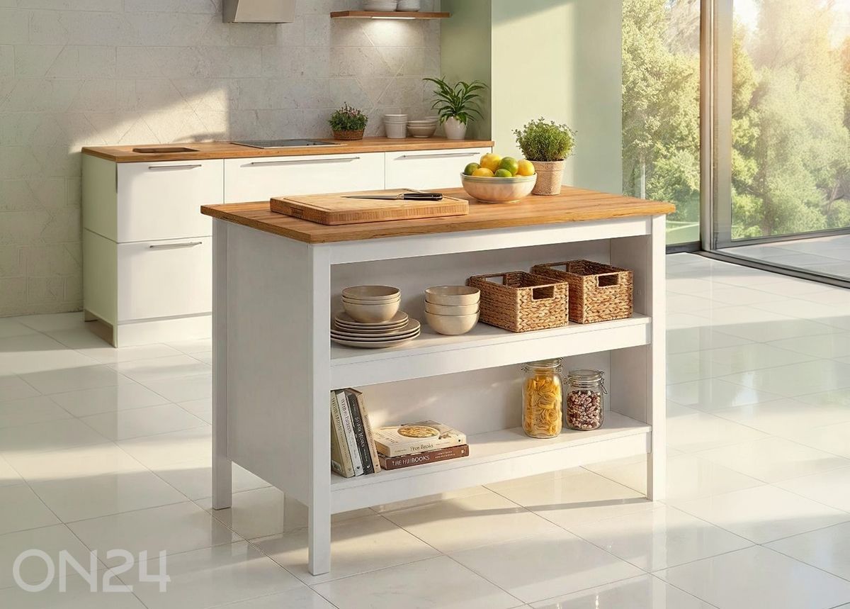 Keittiösaareke Julina, valkoinen / artisan-tammi kuvasuurennos