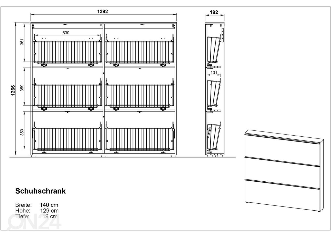 Kenkäkaappi Solino 140 cm kuvasuurennos