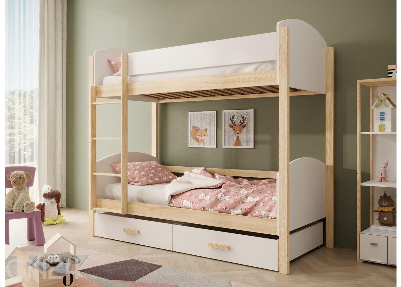 Kerrossänky setti JORI patjoilla, koko 90x200 cm kuvasuurennos