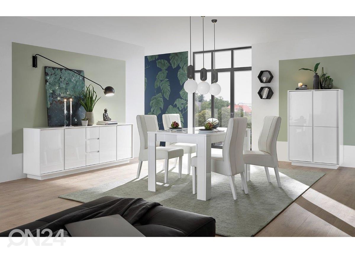 Kiiltävä valkoinen lipasto Ice 210 cm kuvasuurennos