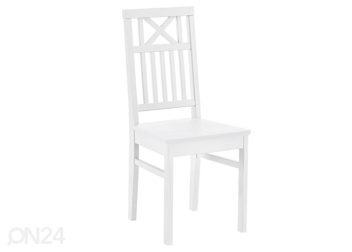 Koivu ruokailuryhmä Florence, pöytä 140-180x90 cm + 6 tuolia, valkoinen kuvasuurennos