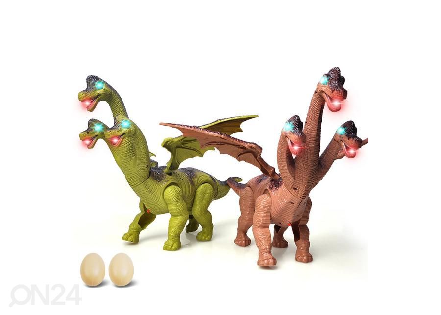 Kolmipäinen muniva dinosaurus ääni- ja valotehosteilla kuvasuurennos