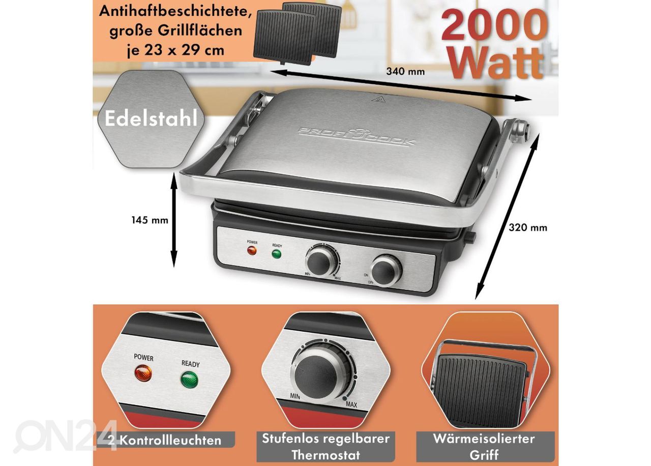 Kontaktigrilli ProfiCook PCKG1264 kuvasuurennos