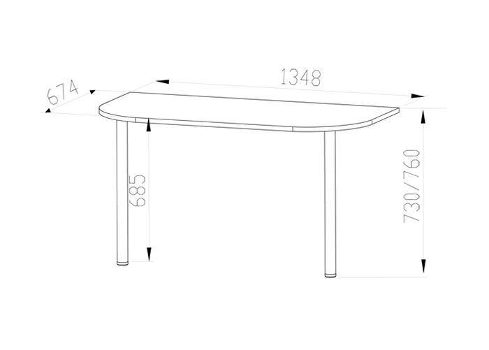Konttoripöydän jatko-osa 134,8 cm kuvasuurennos
