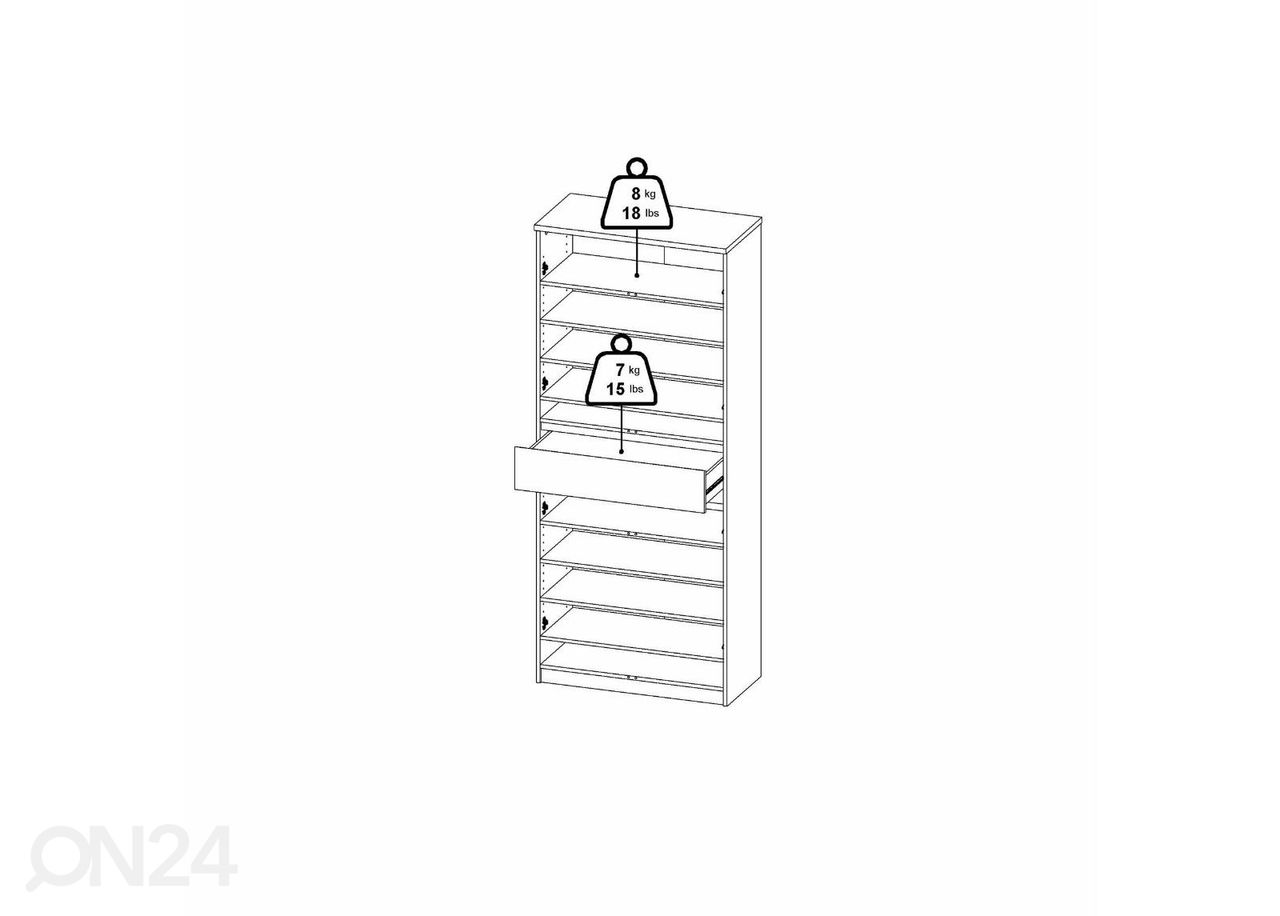 Korkea kenkäkaappi Naia 80 cm kuvasuurennos