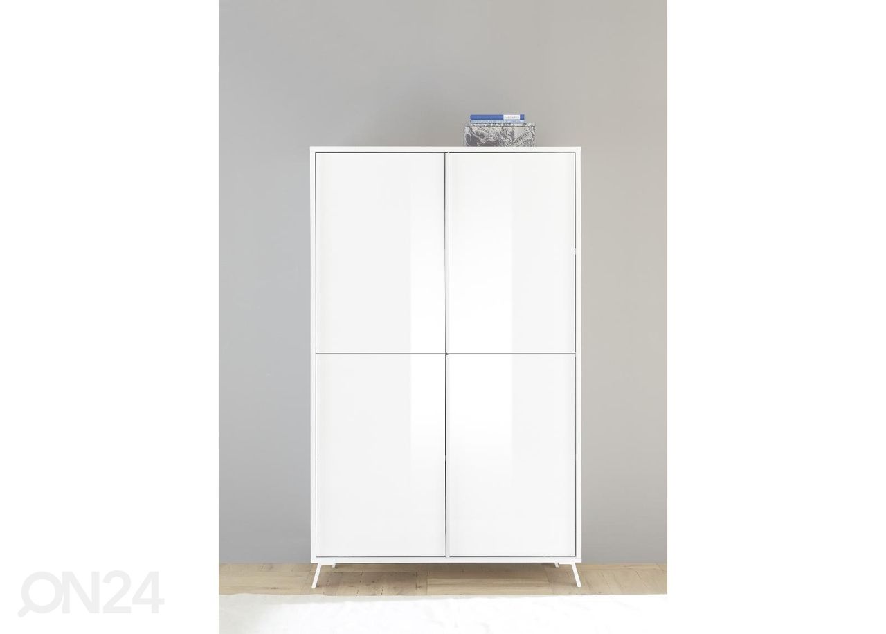 Korkea lipasto City 104 cm, valkoinen korkeakiilto kuvasuurennos