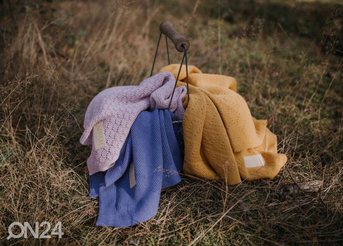 Kudottu vauvan bambupeitto, denim kuvasuurennos