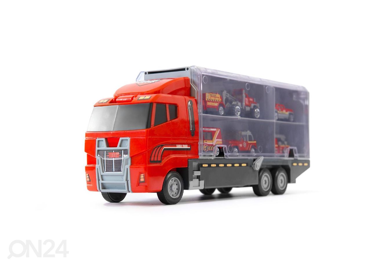 Kuorma-auto + 6 metallista pienoismalli autoa kuvasuurennos